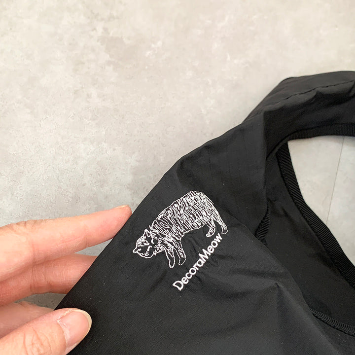 Cat embroidered shopping bag | BLACK | L