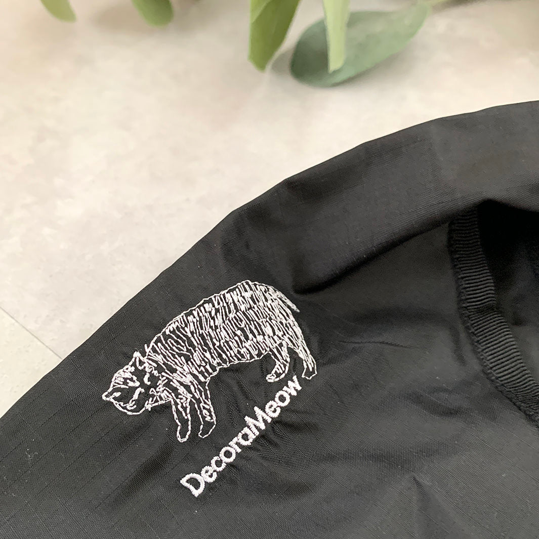Cat embroidered shopping bag | BLACK | L