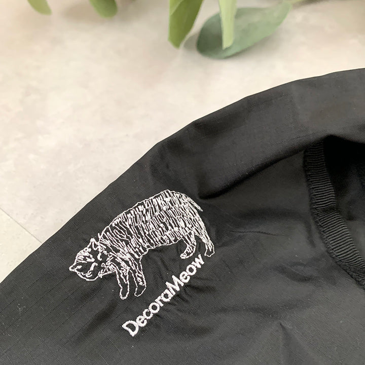 Cat embroidered shopping bag | BLACK | L