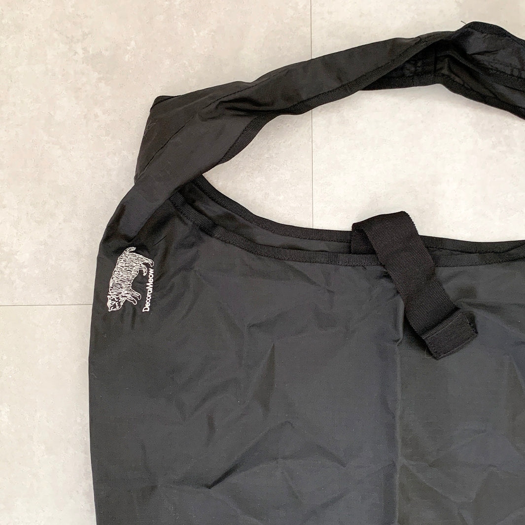 Cat embroidered shopping bag | BLACK | L